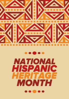 Eylül ve Ekim aylarında Ulusal İspanyol Mirası Ayı. İspanyol ve Latin Amerika kültürü. Birleşik Devletler 'de yıllık kutlama. Poster, kart, afiş ve geçmiş. Vektör illüstrasyonu