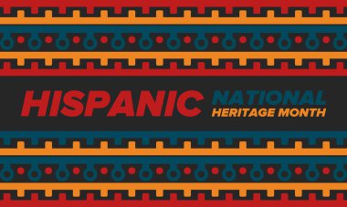 Eylül ve Ekim aylarında Ulusal İspanyol Mirası Ayı. İspanyol ve Latin Amerika kültürü. Birleşik Devletler 'de yıllık kutlama. Poster, kart, afiş ve geçmiş. Vektör illüstrasyonu