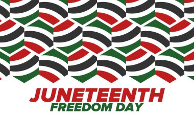 Haziran Bağımsızlık Günü 'nde. Özgürlük ya da Özgürlük Günü. Yıllık Amerikan bayramı, 19 Haziran 'da kutlandı. Afro-Amerikan tarihi ve mirası. Poster, tebrik kartı, afiş ve geçmiş. Vektör