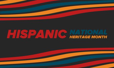 Eylül ve Ekim aylarında Ulusal İspanyol Mirası Ayı. İspanyol ve Latin Amerika kültürü. Birleşik Devletler 'de yıllık kutlama. Poster, kart, afiş ve geçmiş. Vektör illüstrasyonu