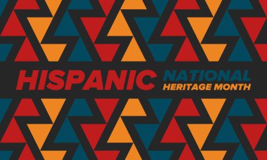 Eylül ve Ekim aylarında Ulusal İspanyol Mirası Ayı. İspanyol ve Latin Amerika kültürü. Birleşik Devletler 'de yıllık kutlama. Poster, kart, afiş ve geçmiş. Vektör illüstrasyonu