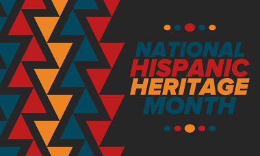 Eylül ve Ekim aylarında Ulusal İspanyol Mirası Ayı. İspanyol ve Latin Amerika kültürü. Birleşik Devletler 'de yıllık kutlama. Poster, kart, afiş ve geçmiş. Vektör illüstrasyonu