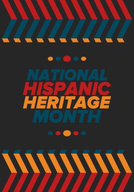 Eylül ve Ekim aylarında Ulusal İspanyol Mirası Ayı. İspanyol ve Latin Amerika kültürü. Birleşik Devletler 'de yıllık kutlama. Poster, kart, afiş ve geçmiş. Vektör illüstrasyonu