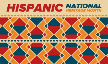 Eylül ve Ekim aylarında Ulusal İspanyol Mirası Ayı. İspanyol ve Latin Amerika kültürü. Birleşik Devletler 'de yıllık kutlama. Poster, kart, afiş ve geçmiş. Vektör illüstrasyonu