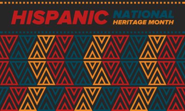 Eylül ve Ekim aylarında Ulusal İspanyol Mirası Ayı. İspanyol ve Latin Amerika kültürü. Birleşik Devletler 'de yıllık kutlama. Poster, kart, afiş ve geçmiş. Vektör illüstrasyonu