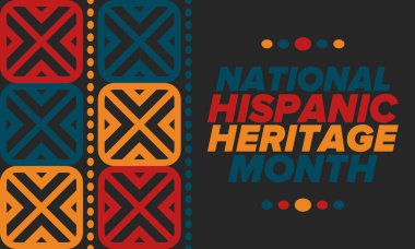 Eylül ve Ekim aylarında Ulusal İspanyol Mirası Ayı. İspanyol ve Latin Amerika kültürü. Birleşik Devletler 'de yıllık kutlama. Poster, kart, afiş ve geçmiş. Vektör illüstrasyonu