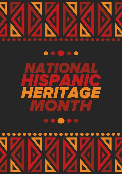 Eylül ve Ekim aylarında Ulusal İspanyol Mirası Ayı. İspanyol ve Latin Amerika kültürü. Birleşik Devletler 'de yıllık kutlama. Poster, kart, afiş ve geçmiş. Vektör illüstrasyonu