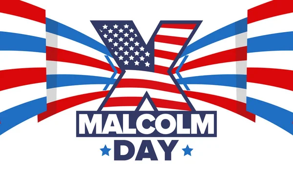 Malcolm Day Mayo Celebrado Anualmente Estados Unidos Fiesta Americana Honor — Vector de stock