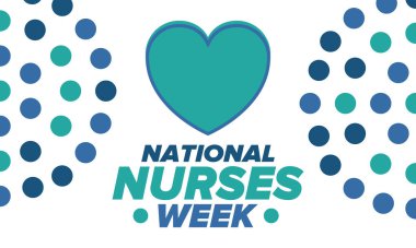 Ulusal Hemşireler Haftası. Teşekkürler hemşireler. Tıbbi ve sağlık hizmetleri konsepti. Virüslere ve hastalıklara karşı savaşanlar. Doktorların şerefine. Amerika 'da yıllık kutlama. Vektör illüstrasyon posteri