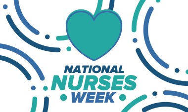 Ulusal Hemşireler Haftası. Teşekkürler hemşireler. Tıbbi ve sağlık hizmetleri konsepti. Virüslere ve hastalıklara karşı savaşanlar. Doktorların şerefine. Amerika 'da yıllık kutlama. Vektör illüstrasyon posteri