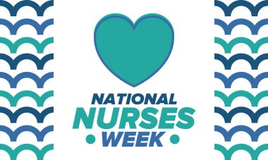 Ulusal Hemşireler Haftası. Teşekkürler hemşireler. Tıbbi ve sağlık hizmetleri konsepti. Virüslere ve hastalıklara karşı savaşanlar. Doktorların şerefine. Amerika 'da yıllık kutlama. Vektör illüstrasyon posteri