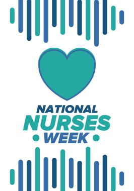 Ulusal Hemşireler Haftası. Teşekkürler hemşireler. Tıbbi ve sağlık hizmetleri konsepti. Virüslere ve hastalıklara karşı savaşanlar. Doktorların şerefine. Amerika 'da yıllık kutlama. Vektör illüstrasyon posteri