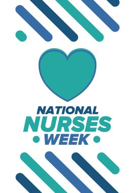 Ulusal Hemşireler Haftası. Teşekkürler hemşireler. Tıbbi ve sağlık hizmetleri konsepti. Virüslere ve hastalıklara karşı savaşanlar. Doktorların şerefine. Amerika 'da yıllık kutlama. Vektör illüstrasyon posteri