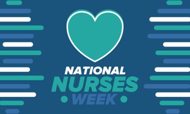 Ulusal Hemşireler Haftası. Teşekkürler hemşireler. Tıbbi ve sağlık hizmetleri konsepti. Virüslere ve hastalıklara karşı savaşanlar. Doktorların şerefine. Amerika 'da yıllık kutlama. Vektör illüstrasyon posteri