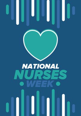 Ulusal Hemşireler Haftası. Teşekkürler hemşireler. Tıbbi ve sağlık hizmetleri konsepti. Virüslere ve hastalıklara karşı savaşanlar. Doktorların şerefine. Amerika 'da yıllık kutlama. Vektör illüstrasyon posteri