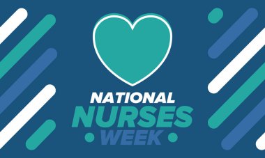 Ulusal Hemşireler Haftası. Teşekkürler hemşireler. Tıbbi ve sağlık hizmetleri konsepti. Virüslere ve hastalıklara karşı savaşanlar. Doktorların şerefine. Amerika 'da yıllık kutlama. Vektör illüstrasyon posteri