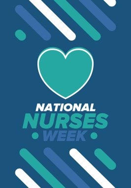 Ulusal Hemşireler Haftası. Teşekkürler hemşireler. Tıbbi ve sağlık hizmetleri konsepti. Virüslere ve hastalıklara karşı savaşanlar. Doktorların şerefine. Amerika 'da yıllık kutlama. Vektör illüstrasyon posteri