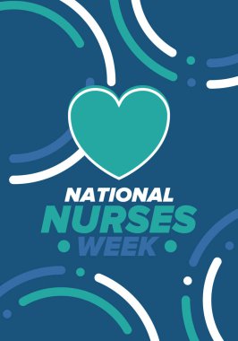 Ulusal Hemşireler Haftası. Teşekkürler hemşireler. Tıbbi ve sağlık hizmetleri konsepti. Virüslere ve hastalıklara karşı savaşanlar. Doktorların şerefine. Amerika 'da yıllık kutlama. Vektör illüstrasyon posteri