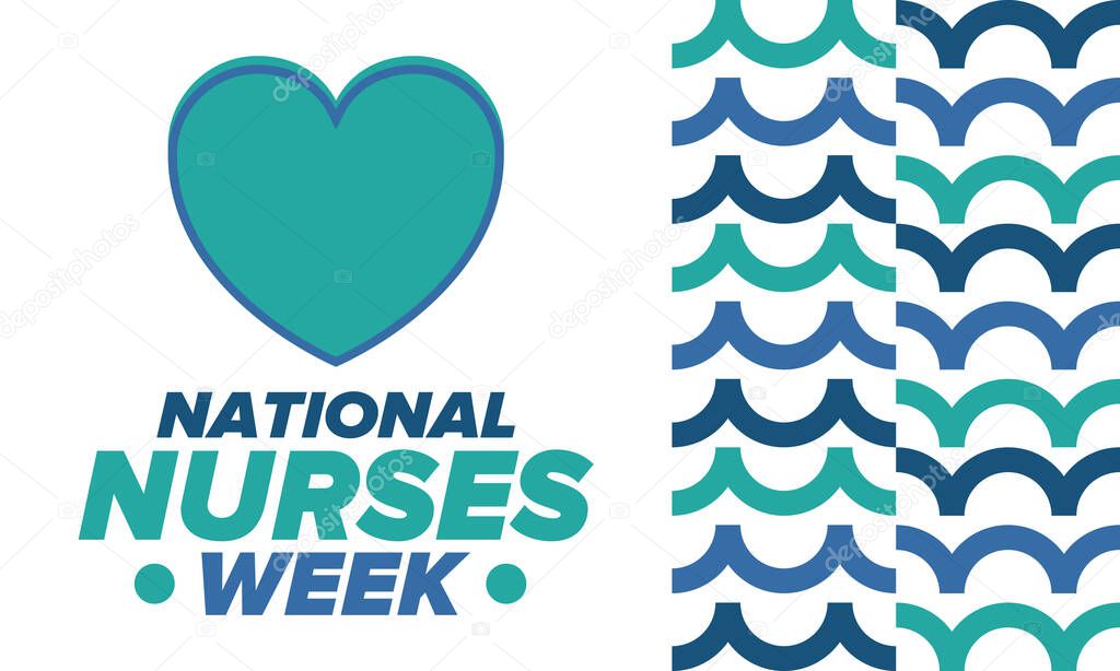 National Nurses Week. Thank you nurses. Medical and health care concept. Fighters against viruses and diseases. In honour of the doctors. Celebrated annual in United States. Vector illustration poster