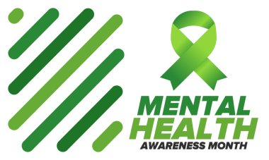 Mayıs 'ta Akıl Sağlığı Bilinci Ayı. Birleşik Devletler 'de yıllık kampanya. Akıl sağlığıyla ilgili farkındalığı arttırıyorum. Kontrol ve koruma. Önleme kampanyası. Tıbbi sağlık hizmeti tasarımı. Vektör illüstrasyonu