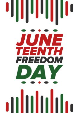 Haziran Bağımsızlık Günü 'nde. Özgürlük ya da Özgürlük Günü. Yıllık Amerikan bayramı, 19 Haziran 'da kutlandı. Afro-Amerikan tarihi ve mirası. Poster, tebrik kartı, afiş ve geçmiş. Vektör