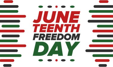 Haziran Bağımsızlık Günü 'nde. Özgürlük ya da Özgürlük Günü. Yıllık Amerikan bayramı, 19 Haziran 'da kutlandı. Afro-Amerikan tarihi ve mirası. Poster, tebrik kartı, afiş ve geçmiş. Vektör