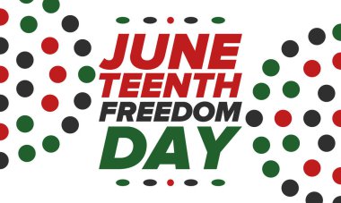 Haziran Bağımsızlık Günü 'nde. Özgürlük ya da Özgürlük Günü. Yıllık Amerikan bayramı, 19 Haziran 'da kutlandı. Afro-Amerikan tarihi ve mirası. Poster, tebrik kartı, afiş ve geçmiş. Vektör