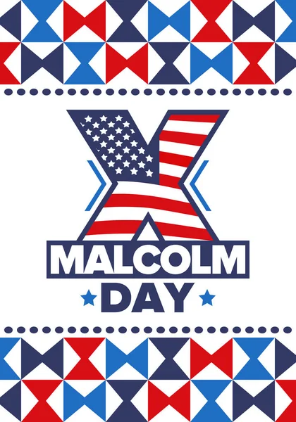 Malcolm Day Mayo Celebrado Anualmente Estados Unidos Fiesta Americana Honor — Archivo Imágenes Vectoriales