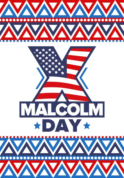 Malcolm Day Mayo Celebrado Anualmente Estados Unidos Fiesta Americana Honor — Vector de stock