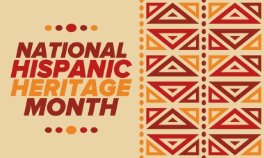 Eylül ve Ekim aylarında Ulusal İspanyol Mirası Ayı. İspanyol ve Latin Amerika kültürü. Birleşik Devletler 'de yıllık kutlama. Poster, kart, afiş ve geçmiş. Vektör illüstrasyonu