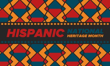 Eylül ve Ekim aylarında Ulusal İspanyol Mirası Ayı. İspanyol ve Latin Amerika kültürü. Birleşik Devletler 'de yıllık kutlama. Poster, kart, afiş ve geçmiş. Vektör illüstrasyonu