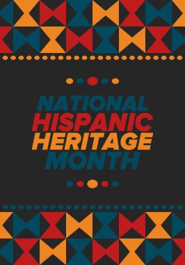 Eylül ve Ekim aylarında Ulusal İspanyol Mirası Ayı. İspanyol ve Latin Amerika kültürü. Birleşik Devletler 'de yıllık kutlama. Poster, kart, afiş ve geçmiş. Vektör illüstrasyonu