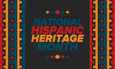 Eylül ve Ekim aylarında Ulusal İspanyol Mirası Ayı. İspanyol ve Latin Amerika kültürü. Birleşik Devletler 'de yıllık kutlama. Poster, kart, afiş ve geçmiş. Vektör illüstrasyonu