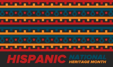 Eylül ve Ekim aylarında Ulusal İspanyol Mirası Ayı. İspanyol ve Latin Amerika kültürü. Birleşik Devletler 'de yıllık kutlama. Poster, kart, afiş ve geçmiş. Vektör illüstrasyonu