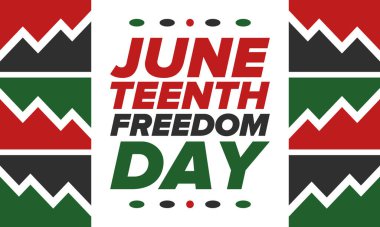 Haziran Bağımsızlık Günü 'nde. Özgürlük ya da Özgürlük Günü. Yıllık Amerikan bayramı, 19 Haziran 'da kutlandı. Afro-Amerikan tarihi ve mirası. Poster, tebrik kartı, afiş ve geçmiş. Vektör