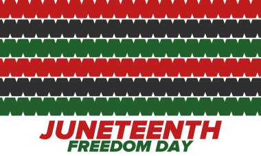 Haziran Bağımsızlık Günü 'nde. Özgürlük ya da Özgürlük Günü. Yıllık Amerikan bayramı, 19 Haziran 'da kutlandı. Afro-Amerikan tarihi ve mirası. Poster, tebrik kartı, afiş ve geçmiş. Vektör