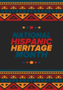 Eylül ve Ekim aylarında Ulusal İspanyol Mirası Ayı. İspanyol ve Latin Amerika kültürü. Birleşik Devletler 'de yıllık kutlama. Poster, kart, afiş ve geçmiş. Vektör illüstrasyonu