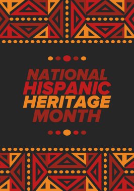 Eylül ve Ekim aylarında Ulusal İspanyol Mirası Ayı. İspanyol ve Latin Amerika kültürü. Birleşik Devletler 'de yıllık kutlama. Poster, kart, afiş ve geçmiş. Vektör illüstrasyonu