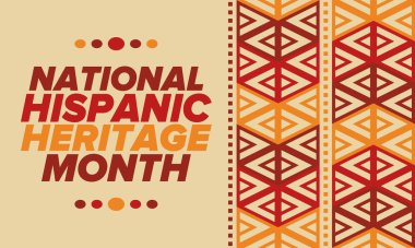 Eylül ve Ekim aylarında Ulusal İspanyol Mirası Ayı. İspanyol ve Latin Amerika kültürü. Birleşik Devletler 'de yıllık kutlama. Poster, kart, afiş ve geçmiş. Vektör illüstrasyonu