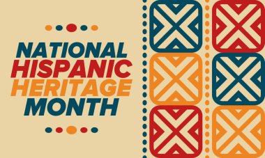 Eylül ve Ekim aylarında Ulusal İspanyol Mirası Ayı. İspanyol ve Latin Amerika kültürü. Birleşik Devletler 'de yıllık kutlama. Poster, kart, afiş ve geçmiş. Vektör illüstrasyonu