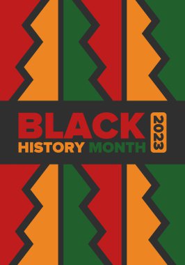 Siyahların Tarihi Ayı. Afrikalı Amerikan Tarihi. Yıllık kutlama. Şubat 'ta Amerika ve Kanada' da. Ekim ayında İngiltere 'de. Poster, kart, afiş, geçmiş. Vektör illüstrasyonu