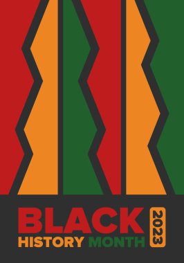 Siyahların Tarihi Ayı. Afrikalı Amerikan Tarihi. Yıllık kutlama. Şubat 'ta Amerika ve Kanada' da. Ekim ayında İngiltere 'de. Poster, kart, afiş, geçmiş. Vektör illüstrasyonu