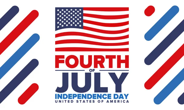 Quatro Julho Dia Independência Nos Estados Unidos América Feliz Feriado — Vetor de Stock