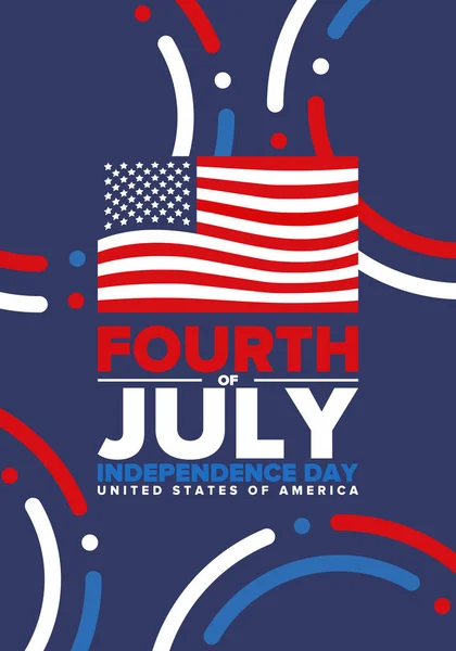 Quatro Julho Dia Independência Nos Estados Unidos América Feliz Feriado — Vetor de Stock