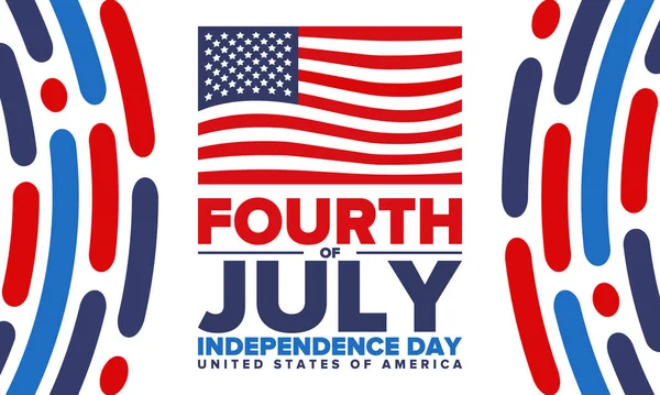 Ιουλίου Ημέρα Ανεξαρτησίας Στις Ηνωμένες Πολιτείες Της Αμερικής Ευτυχισμένες Εθνικές — Διανυσματικό Αρχείο