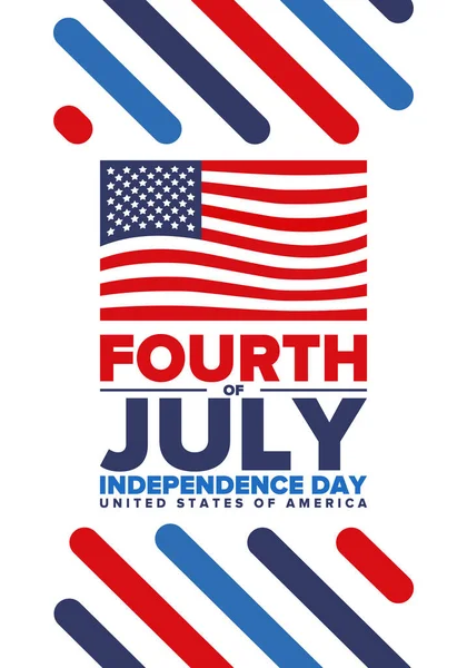 7月4日美利坚合众国的独立日 美国国庆节快乐 每年7月4日庆祝 美国国旗 国家自由日 爱国事件的设计 病媒宣传画 — 图库矢量图片