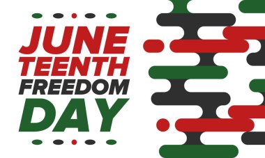 Haziran Bağımsızlık Günü 'nde. Özgürlük ya da Özgürlük Günü. Yıllık Amerikan bayramı, 19 Haziran 'da kutlandı. Afro-Amerikan tarihi ve mirası. Poster, tebrik kartı, afiş ve geçmiş. Vektör