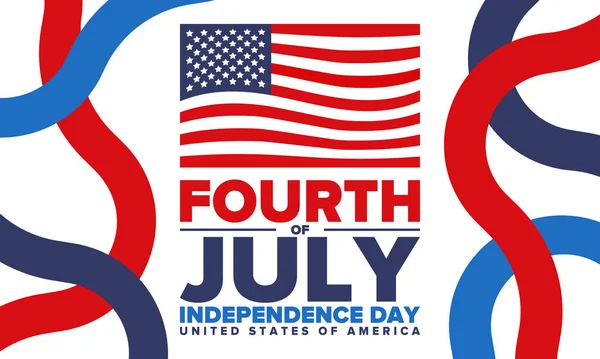 Четверте Липня День Незалежності Сполучених Штатів Америки Національними Американцями Свято — стоковий вектор