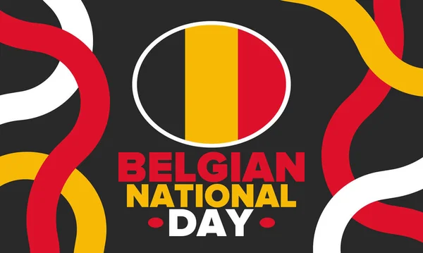 Día Nacional Belga Bélgica Día Independencia Fiesta Anual Bélgica Celebrada — Vector de stock