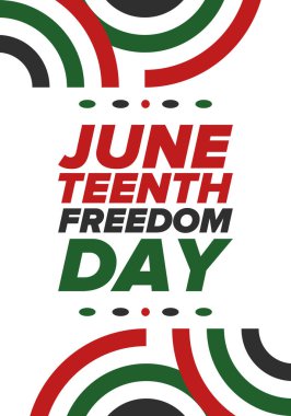 Haziran Bağımsızlık Günü 'nde. Özgürlük ya da Özgürlük Günü. Yıllık Amerikan bayramı, 19 Haziran 'da kutlandı. Afro-Amerikan tarihi ve mirası. Poster, tebrik kartı, afiş ve geçmiş. Vektör